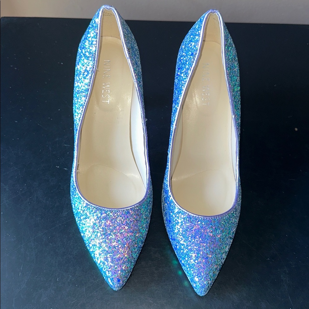NINE WEST Glittering Blue & Purple Heels - Picture 3 of 12